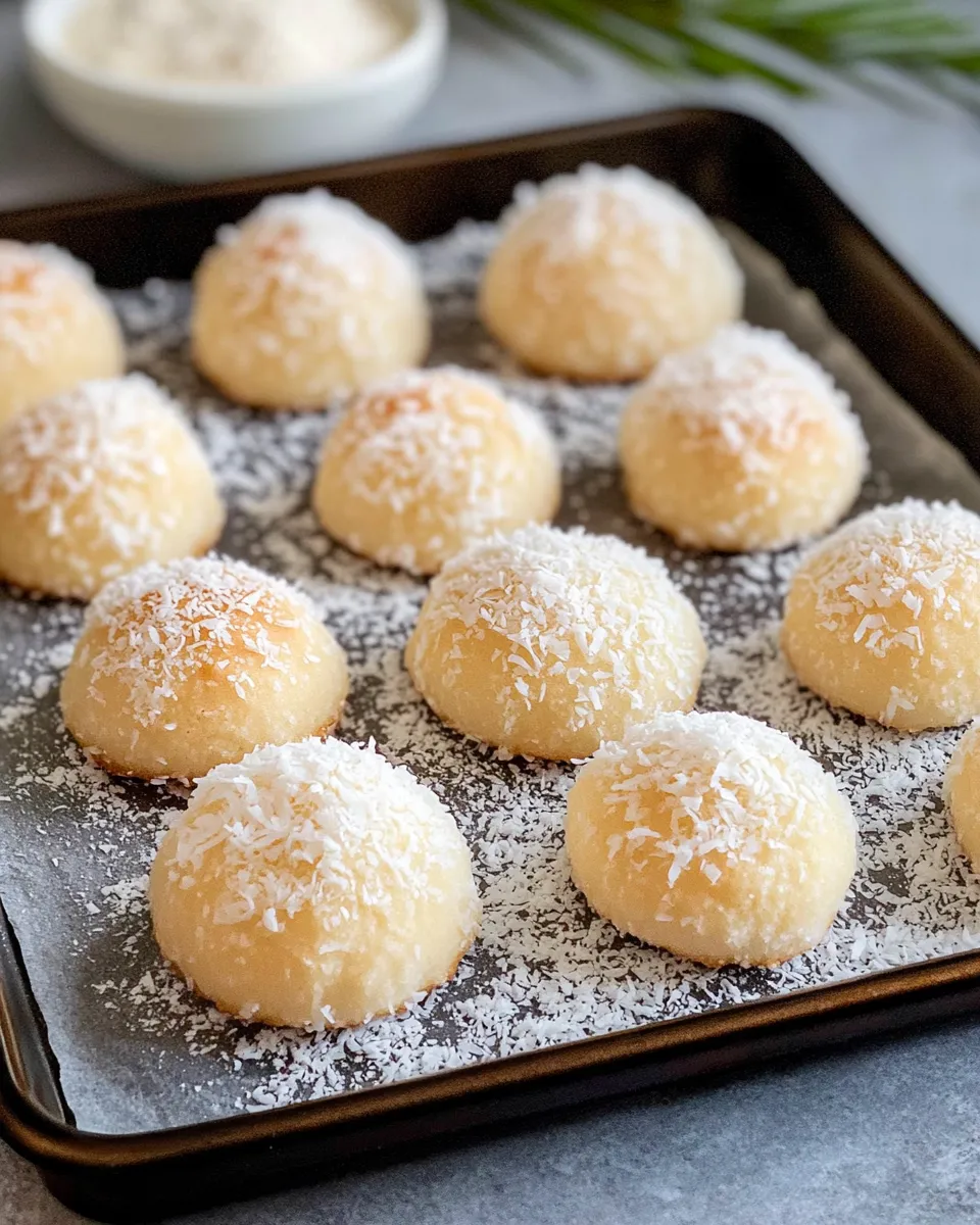 Classic Coconut Snowball White Chocolate Cookies recipe image