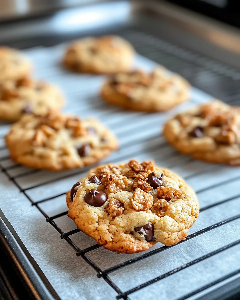 Delicious Honey Butter Cornflake Crunch Cookies food shot