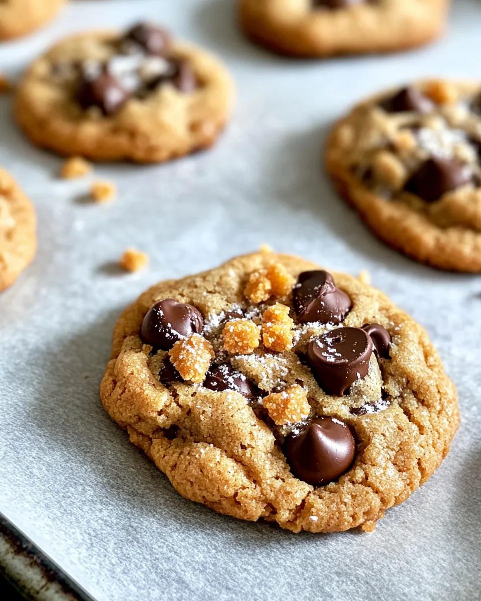 Delicious Honeycomb Crunch Chocolate Chip Cookies food shot