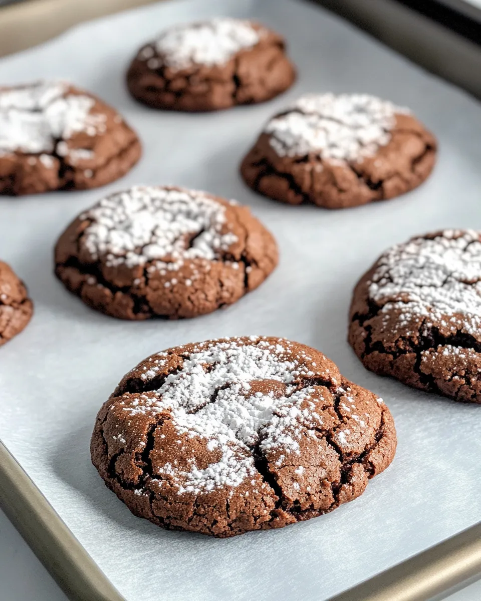 Delicious Midnight Mint Chocolate Crinkle Cookies shot