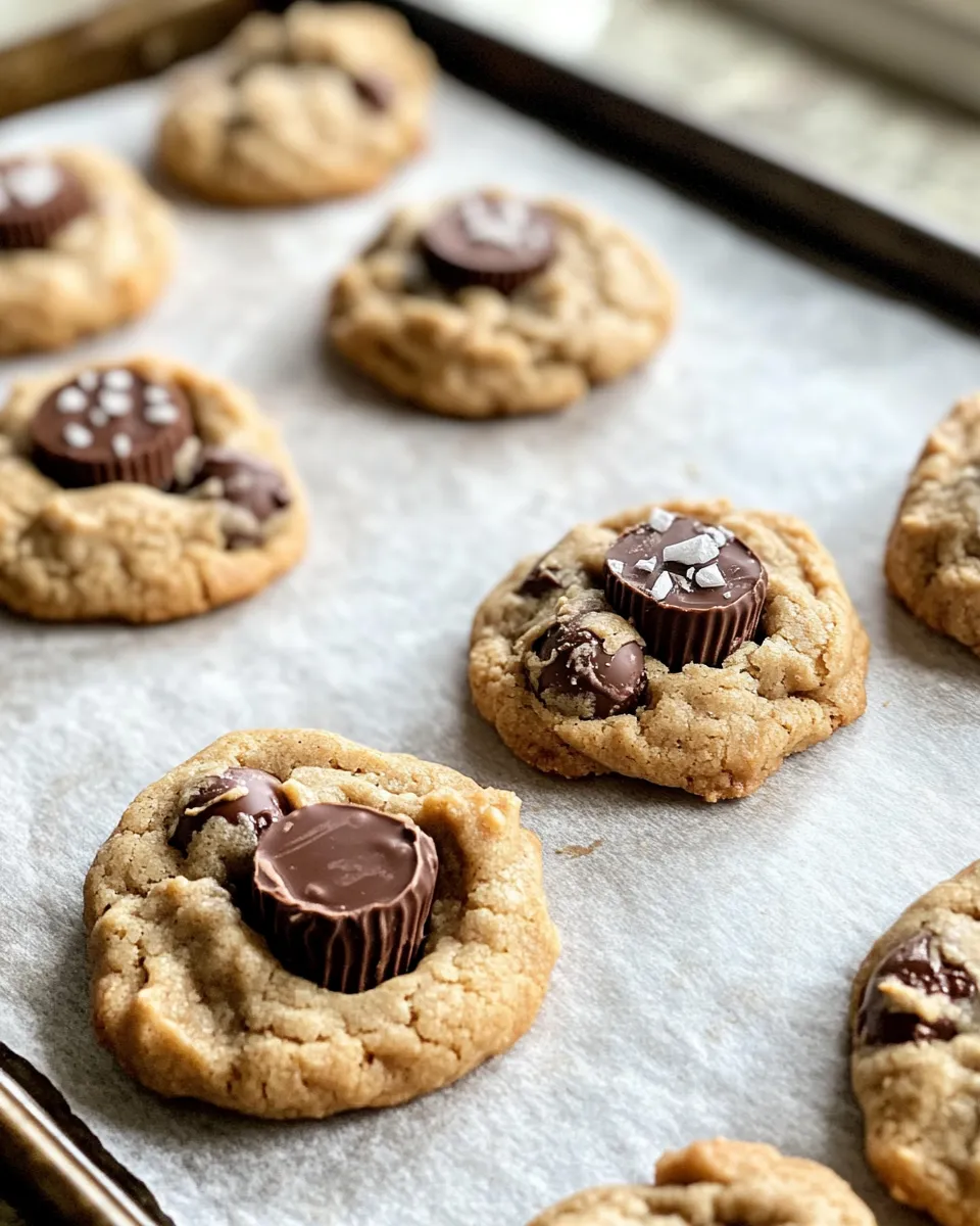 Easy Peanut Butter Cup Melt-Center Cookies food shot