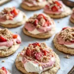 Homemade Pink Strawberry Cheesecake Crumble Cookies photo