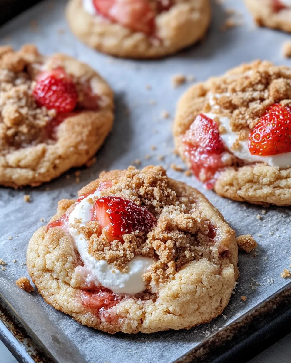 Classic Pink Strawberry Cheesecake Crumble Cookies recipe image