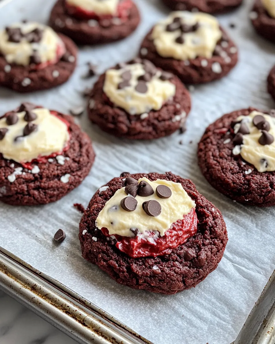 Easy Red Velvet Cream-Cheese Stuffed Cookies food shot