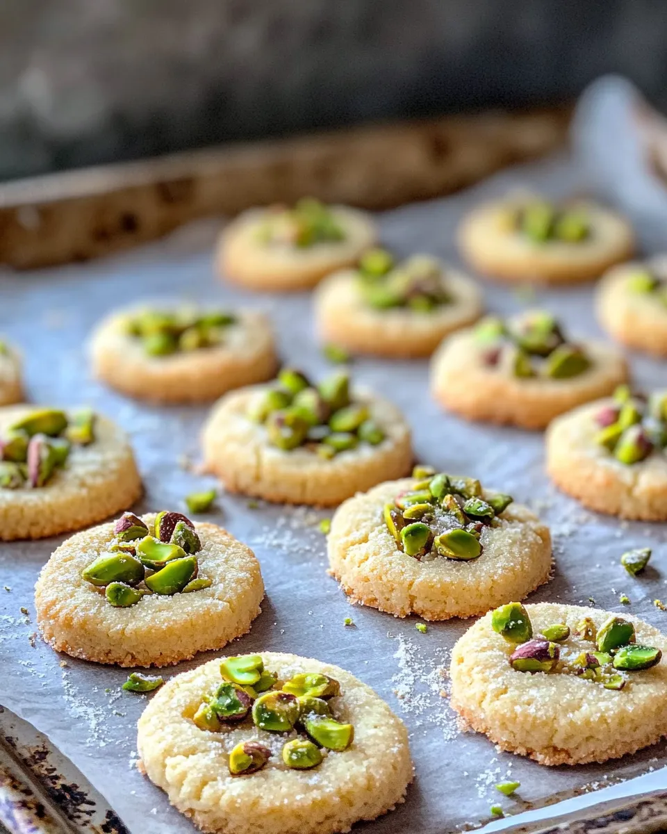 Easy Rosewater Pistachio Shortbread Cookies food shot