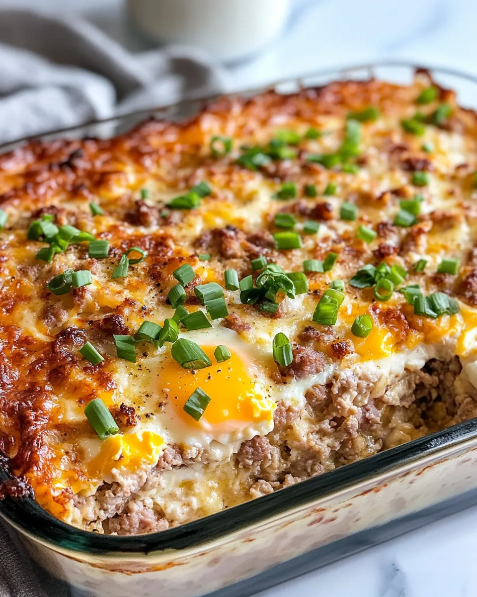Classic Sausage Egg And Cream Cheese Hashbrown Casserole dish photo