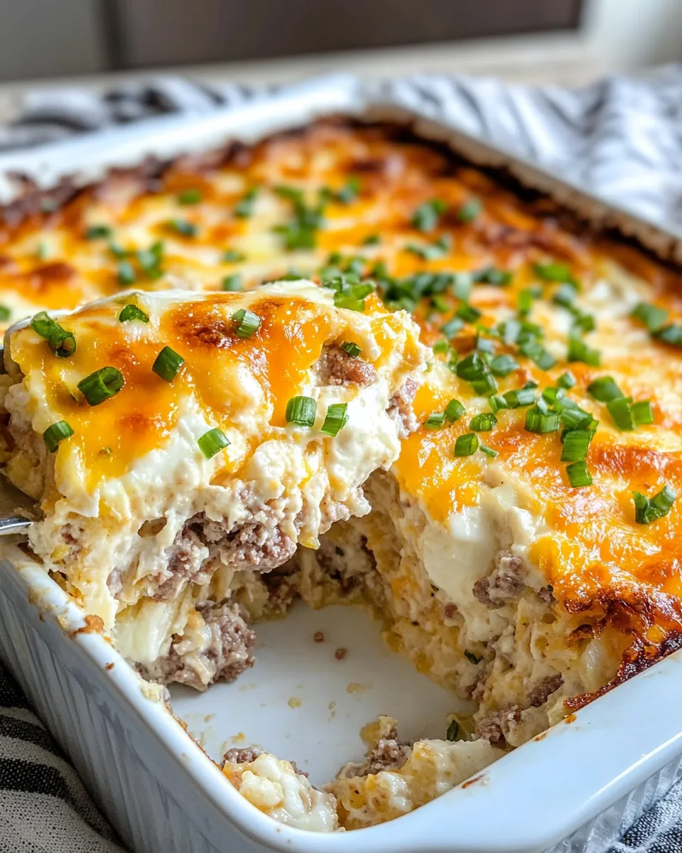 Delicious Sausage Egg And Cream Cheese Hashbrown Casserole image