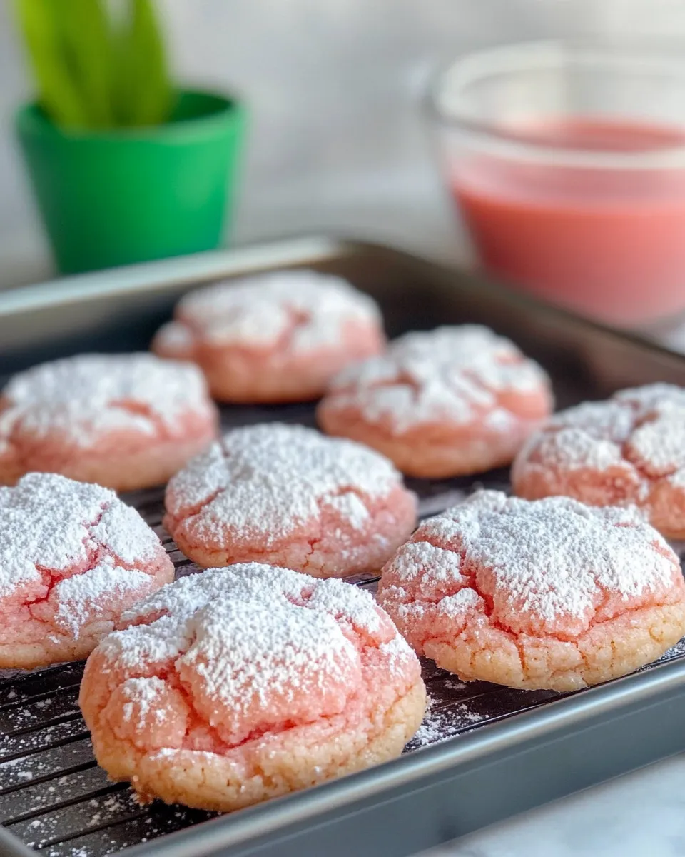 Classic Strawberry Milk Pink Crinkle Cookies image