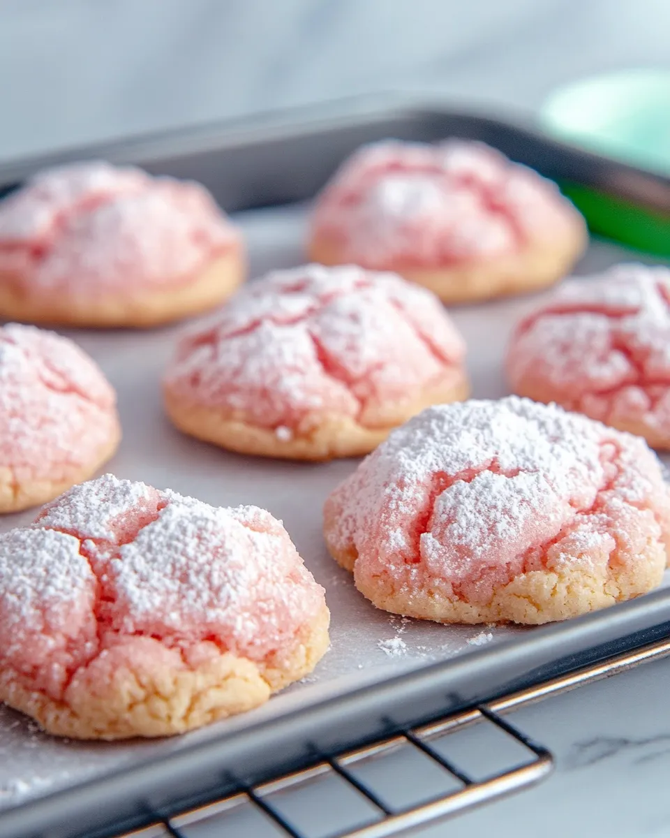 Easy Strawberry Milk Pink Crinkle Cookies recipe photo