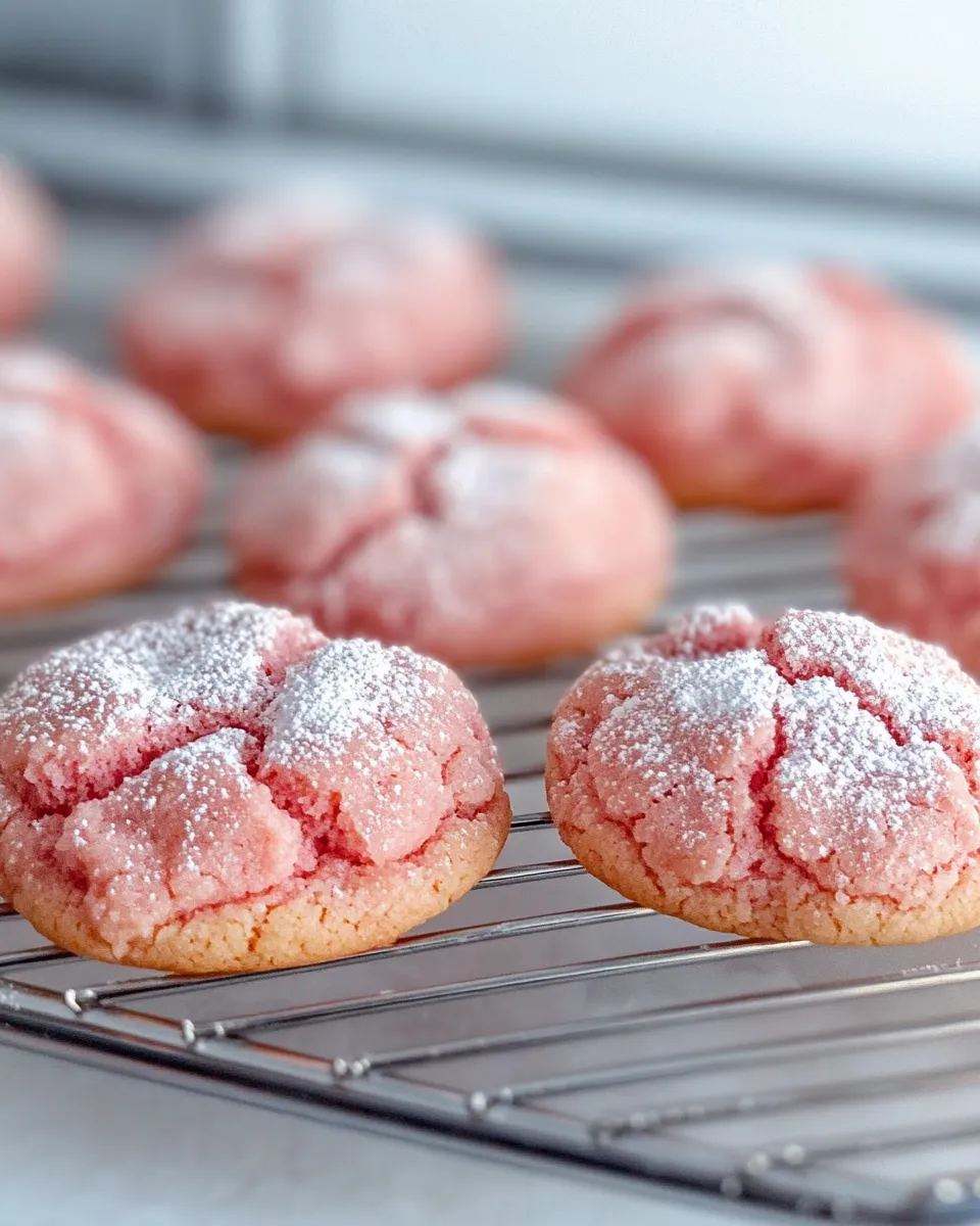 Delicious Strawberry Milk Pink Crinkle Cookies shot