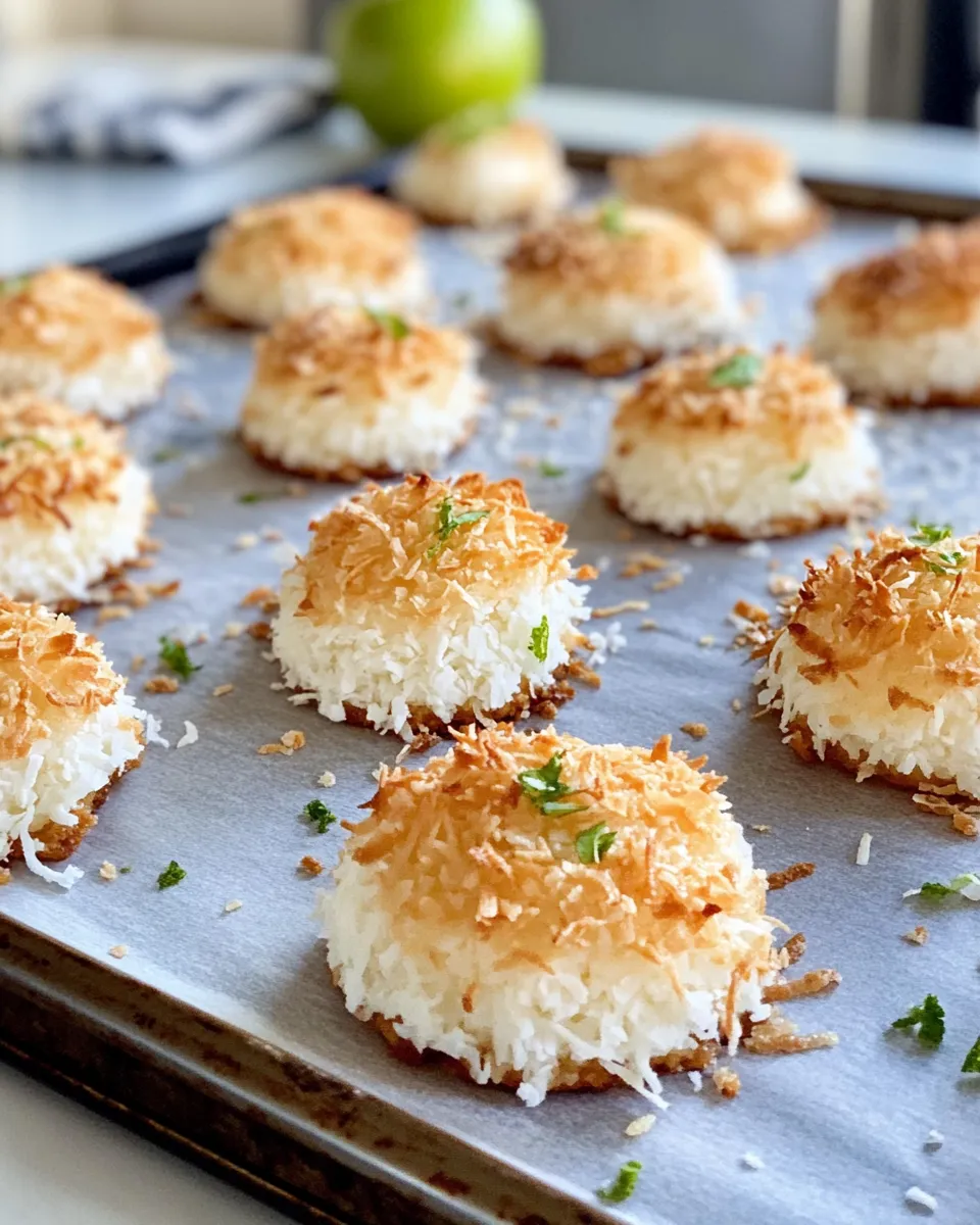 Easy Toasted Coconut Lime Macaroon Cookies food shot
