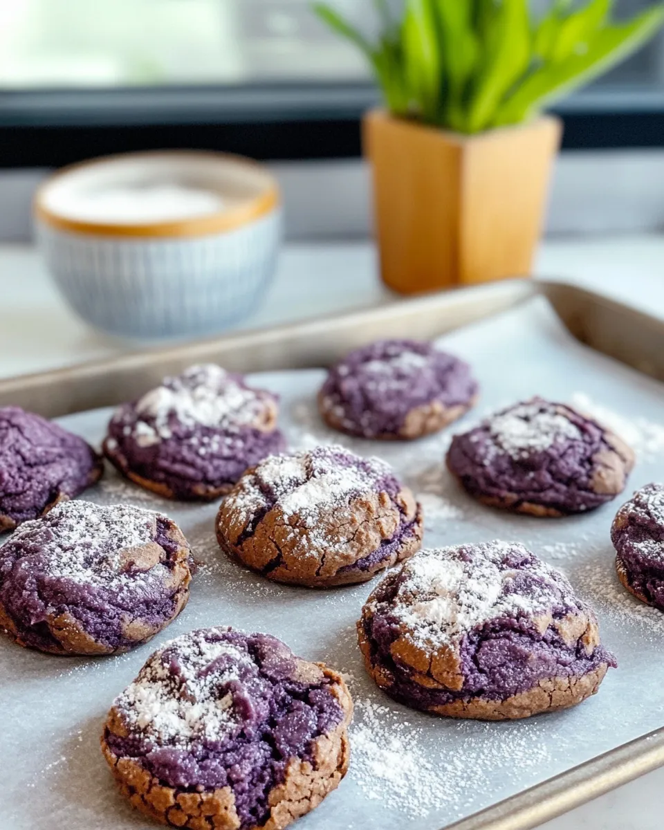 Easy Ube Purple Crinkle Fudge Cookies recipe photo