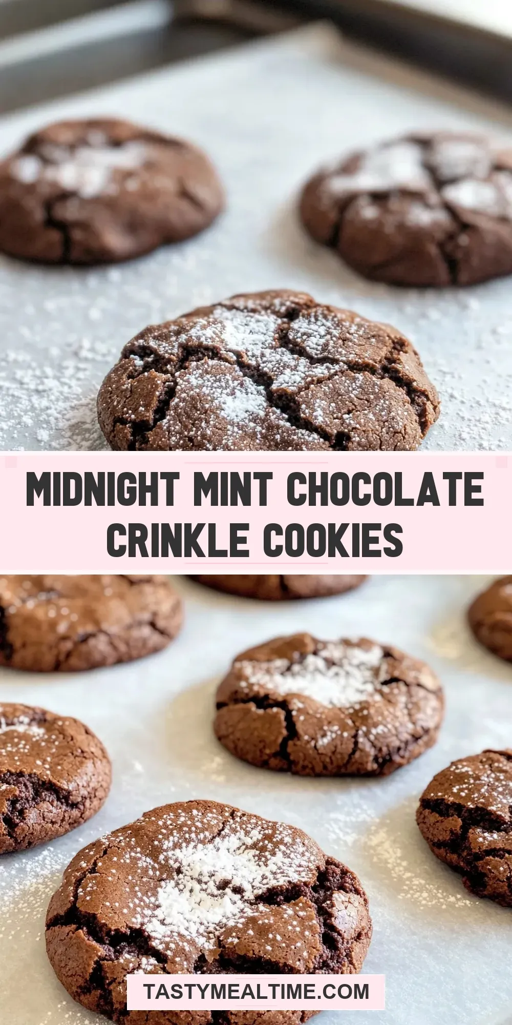 Easy Midnight Mint Chocolate Crinkle Cookies Recipe