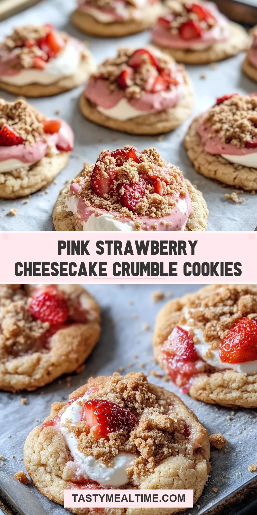 Easy Pink Strawberry Cheesecake Crumble Cookies Recipe