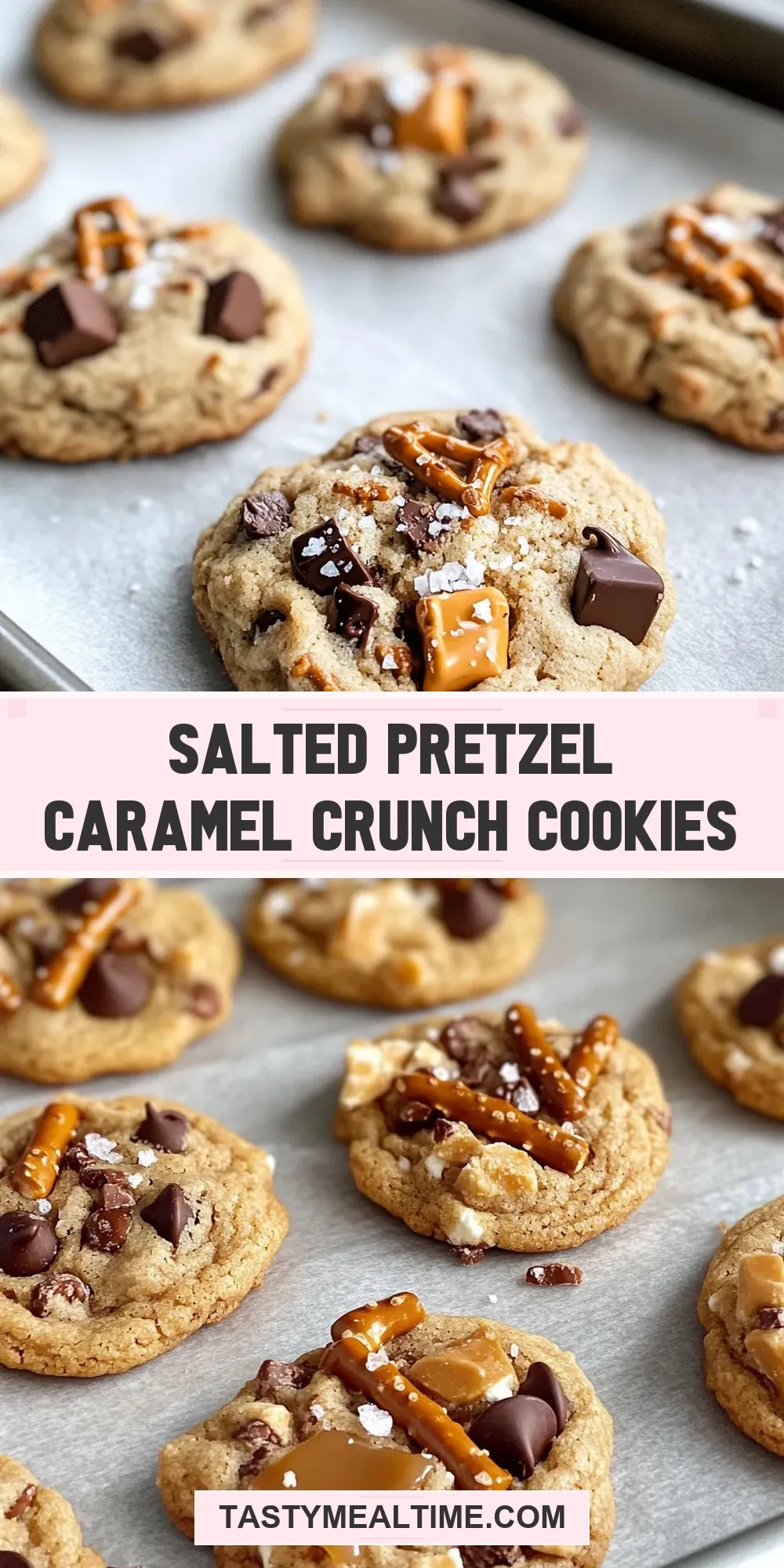 Salted Pretzel Caramel Crunch Cookies Recipe