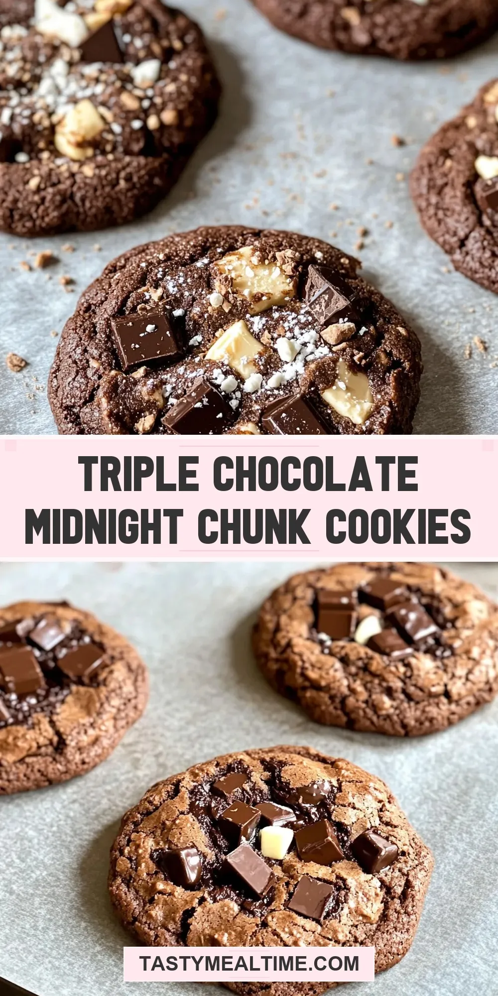 Creamy Triple Chocolate Midnight Chunk Cookies
