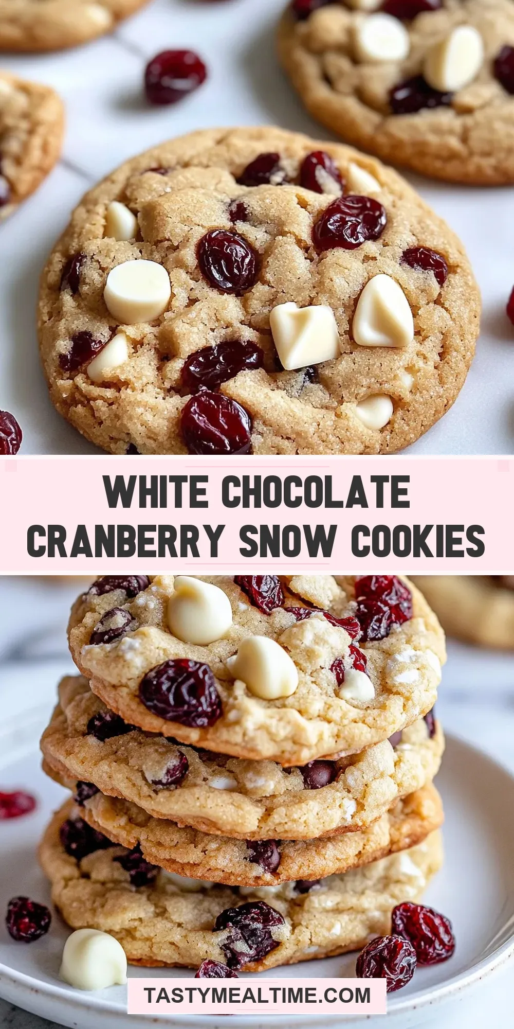 Easy White Chocolate Cranberry Snow Cookies Recipe