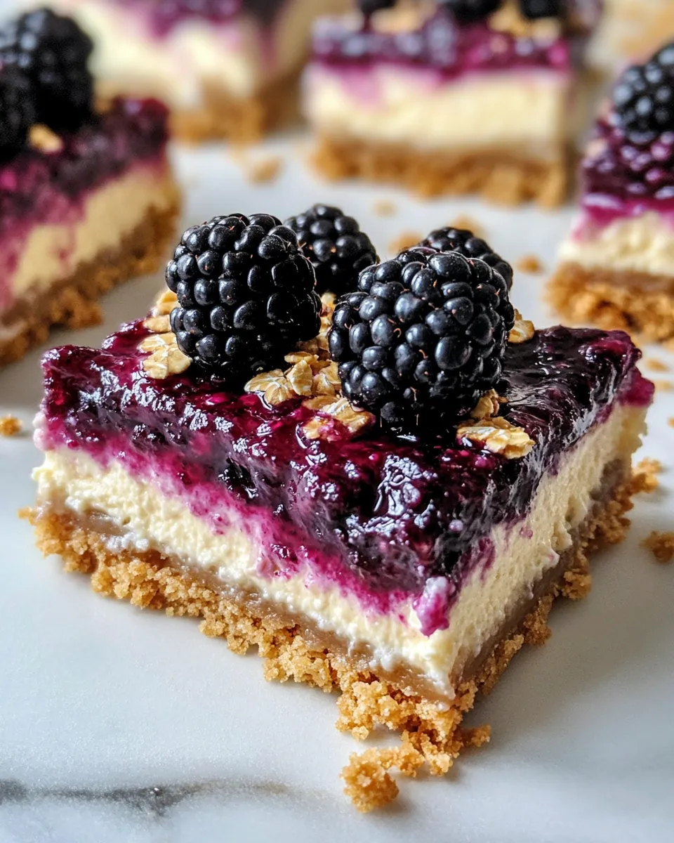 Homemade Blackberry Cheesecake Crumble Bars recipe photo
