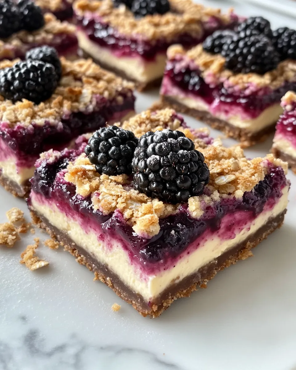 Classic Blackberry Cheesecake Crumble Bars dish photo