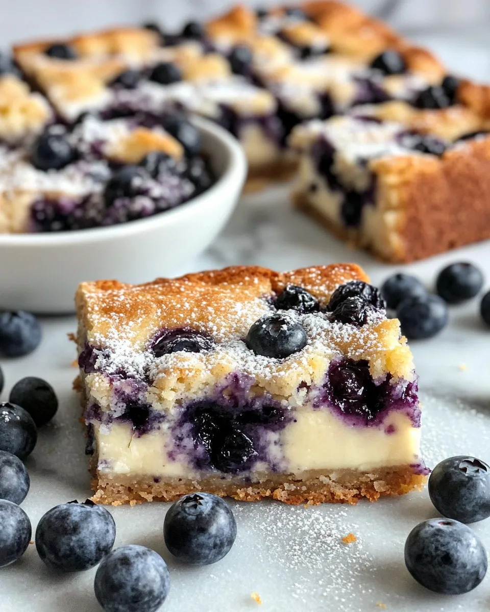 Easy Blueberry Lemon Cheesecake Blondies food shot