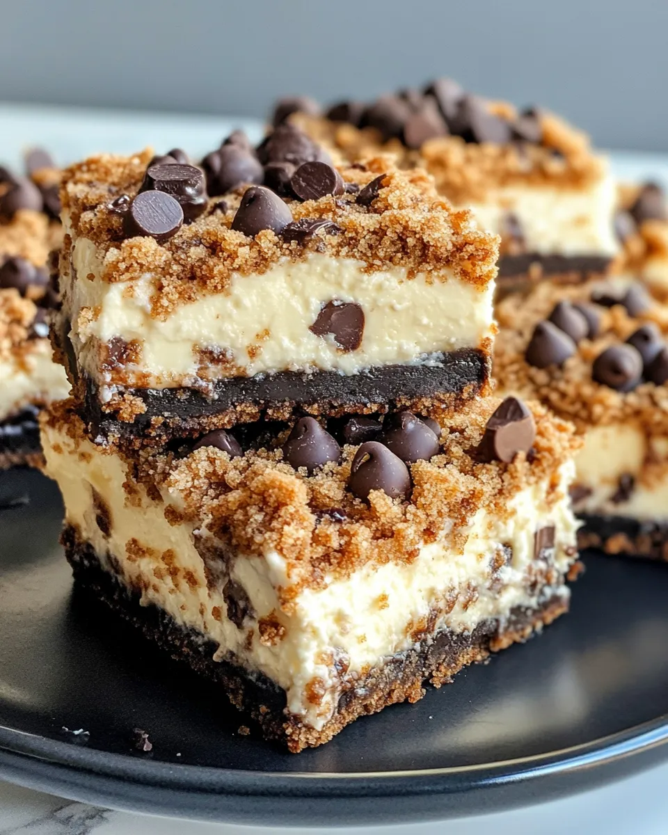 Easy Cheesecake Bars with Chocolate Chips food shot