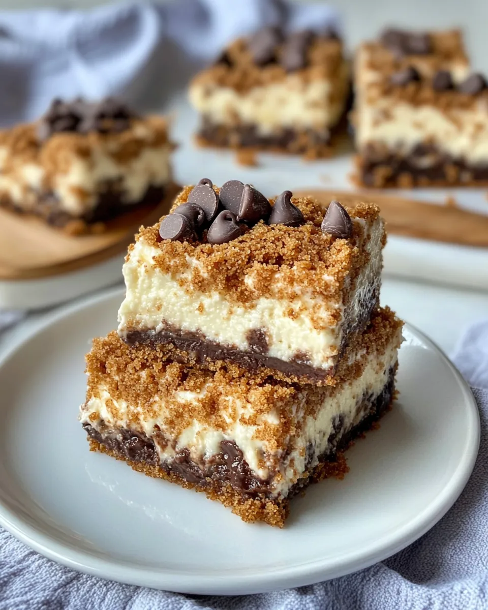 Delicious Cheesecake Bars with Chocolate Chips plate image