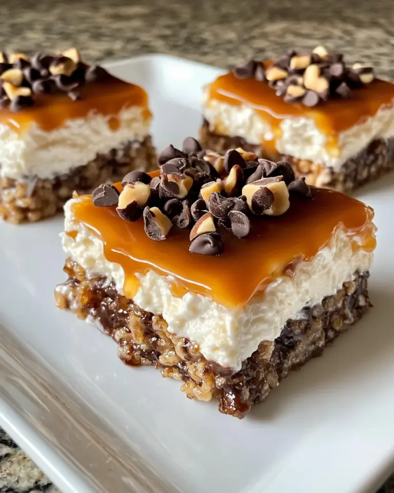 Homemade Chocolate Caramel Cheesecake Rice Krispie Bars photo