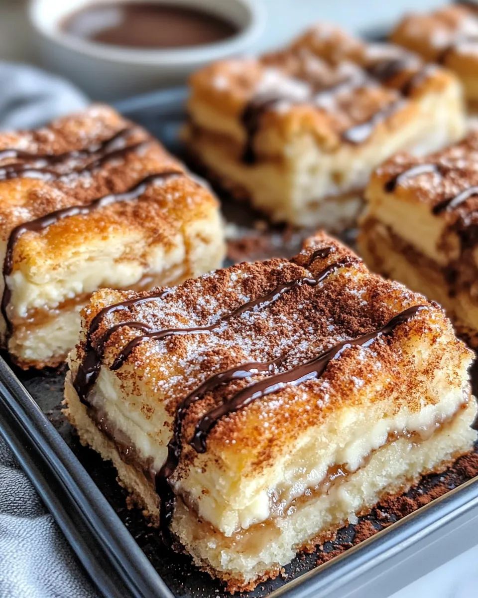 Easy Churro Cheesecake Crescent Bars food shot