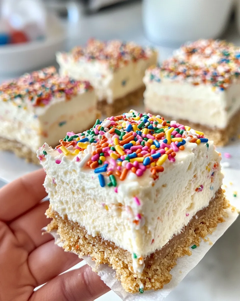 Easy Funfetti Birthday Cheesecake Bars recipe image