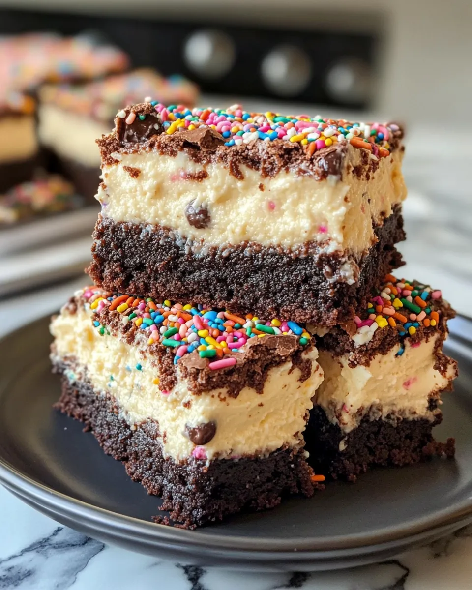 Delicious Funfetti Cheesecake Stuffed Brownies recipe image