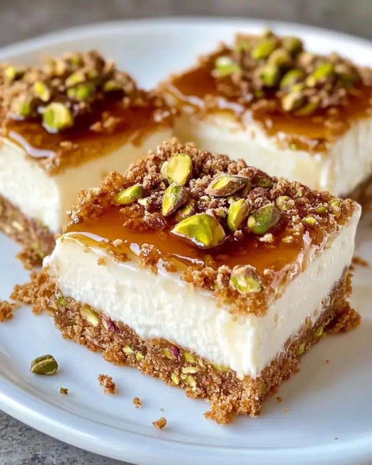 Homemade Honey Pistachio Baklava Cheesecake Bars photo