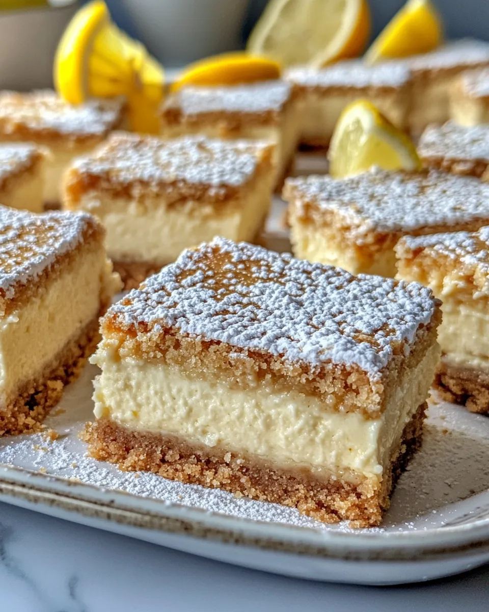 Easy Lemon Sugar Cookie Cheesecake Bars food shot