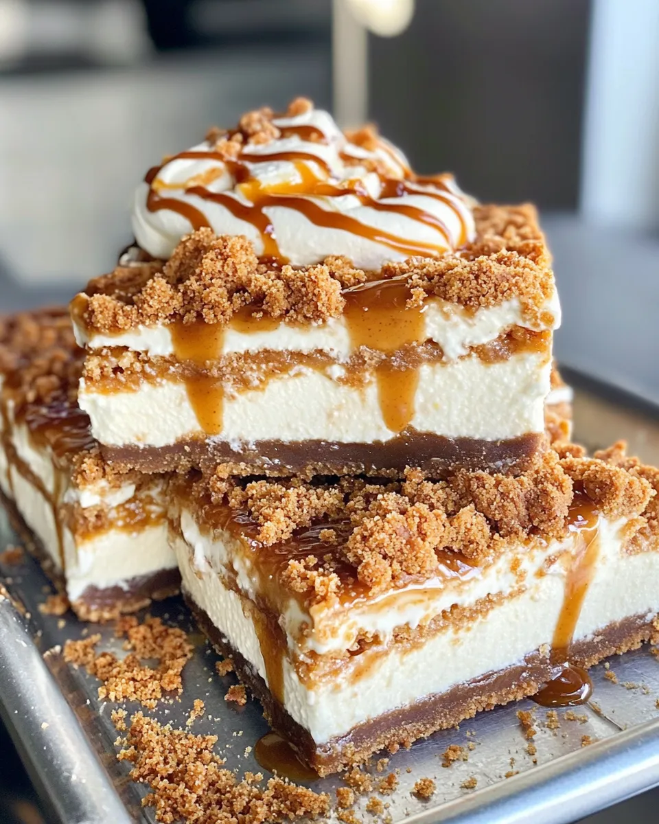Classic Lotus Biscoff Cheesecake Bars with Drizzle image