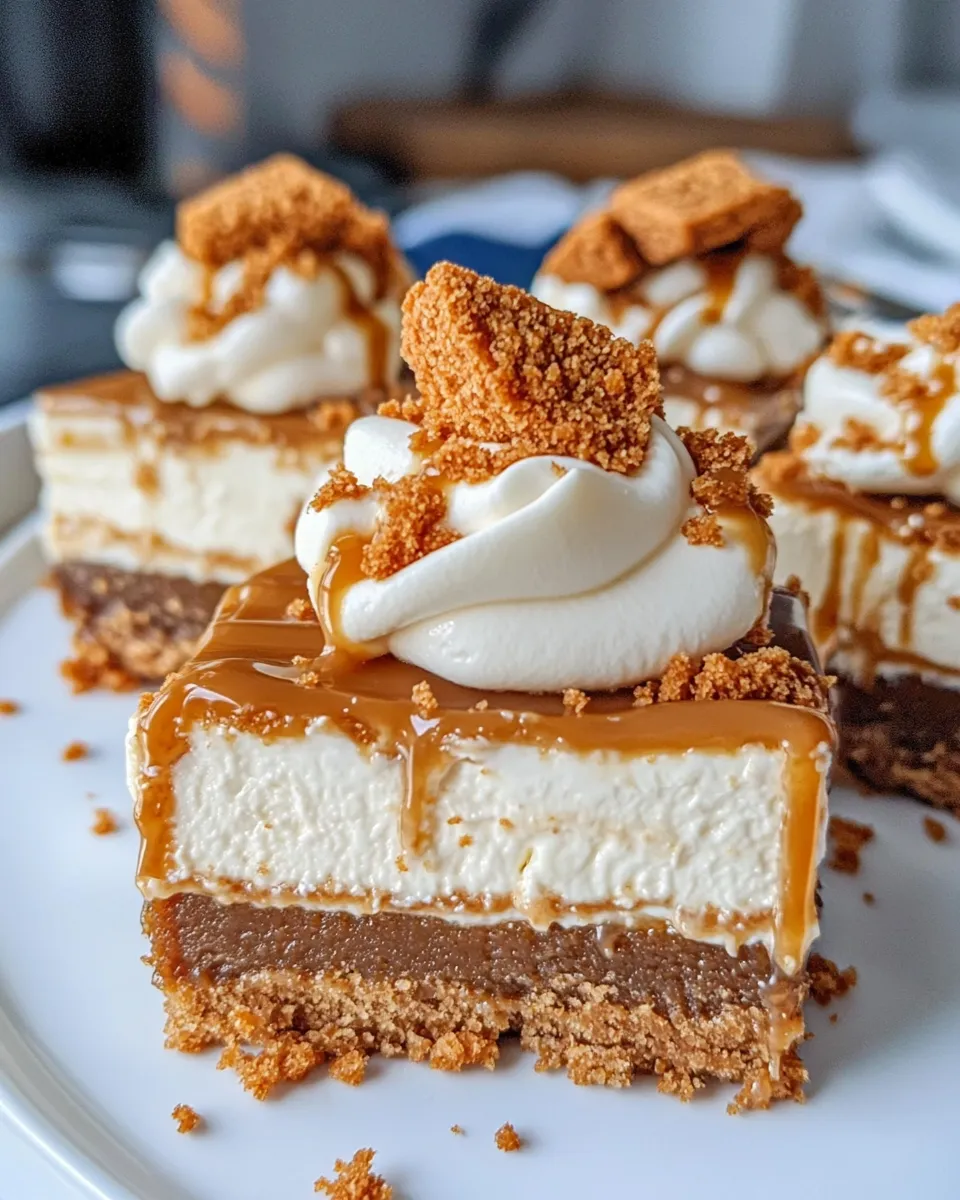 Easy Lotus Biscoff Cheesecake Bars with Drizzle recipe image