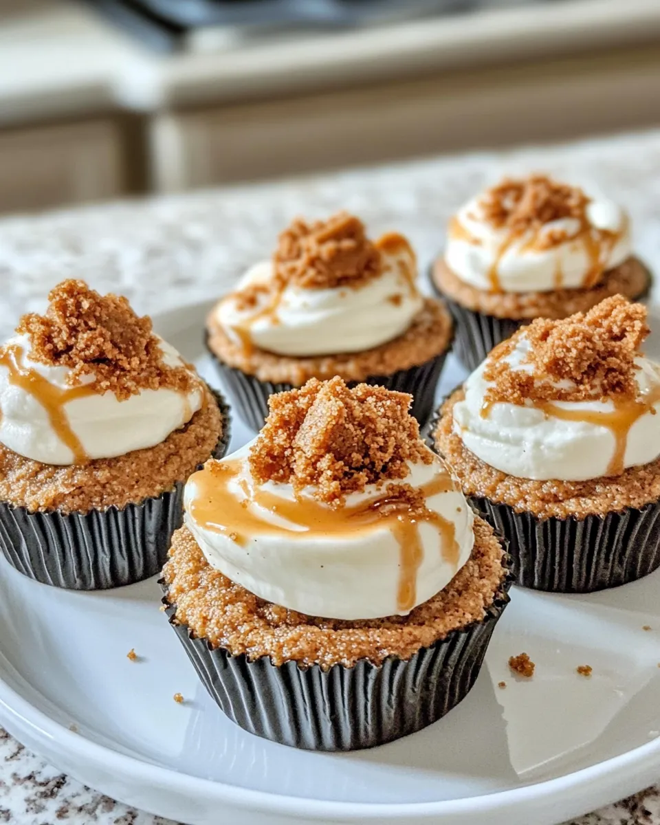 Easy Mini Lotus Biscoff Swirl Cheesecakes food shot
