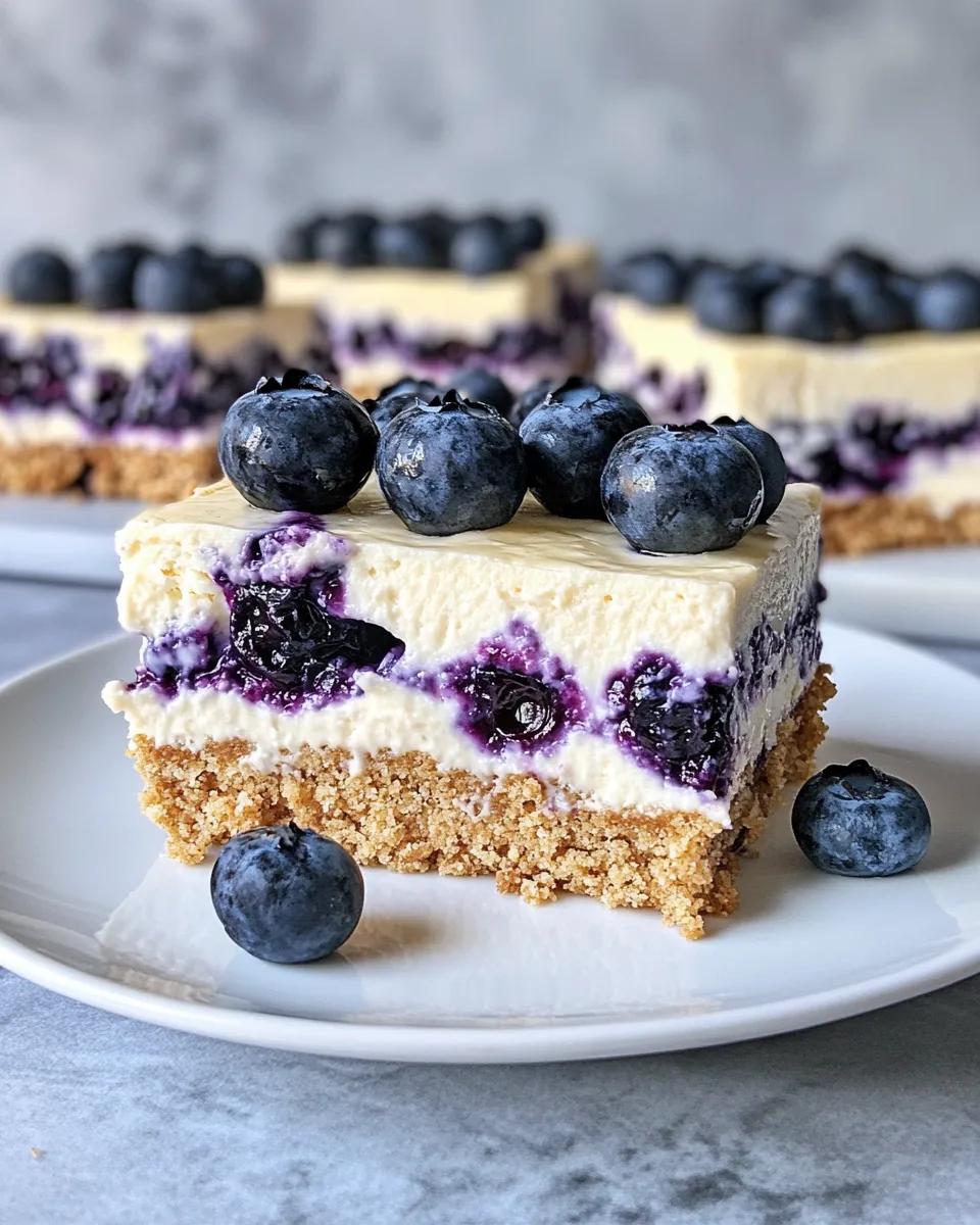 Classic No-Bake Blueberry Cheesecake Icebox Bars dish photo