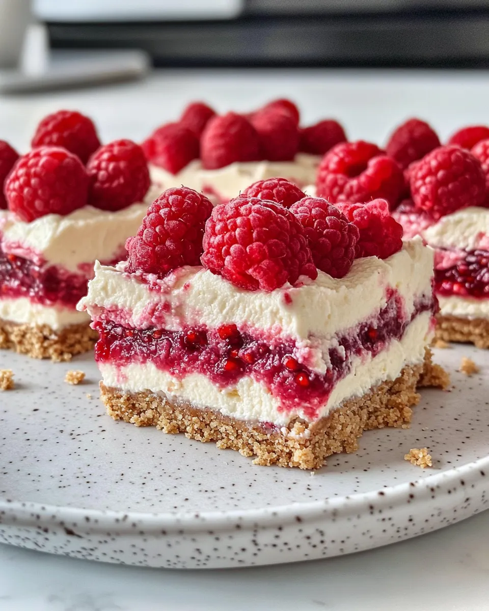 Homemade No-Bake White Chocolate Raspberry Pie Bars photo