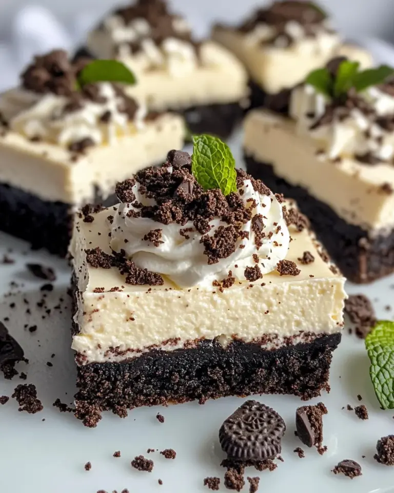 Homemade Oreo Mint Cheesecake Bars recipe photo