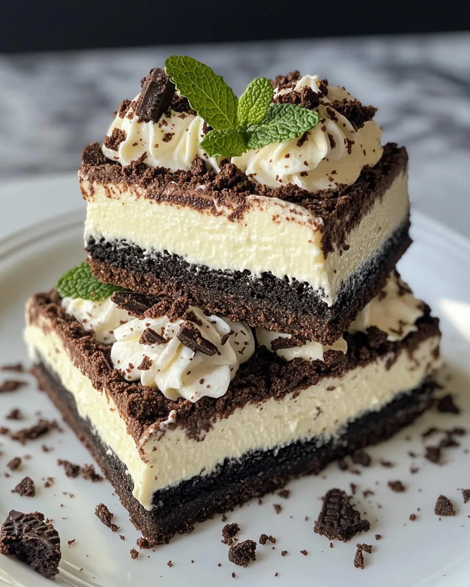 Classic Oreo Mint Cheesecake Bars dish photo