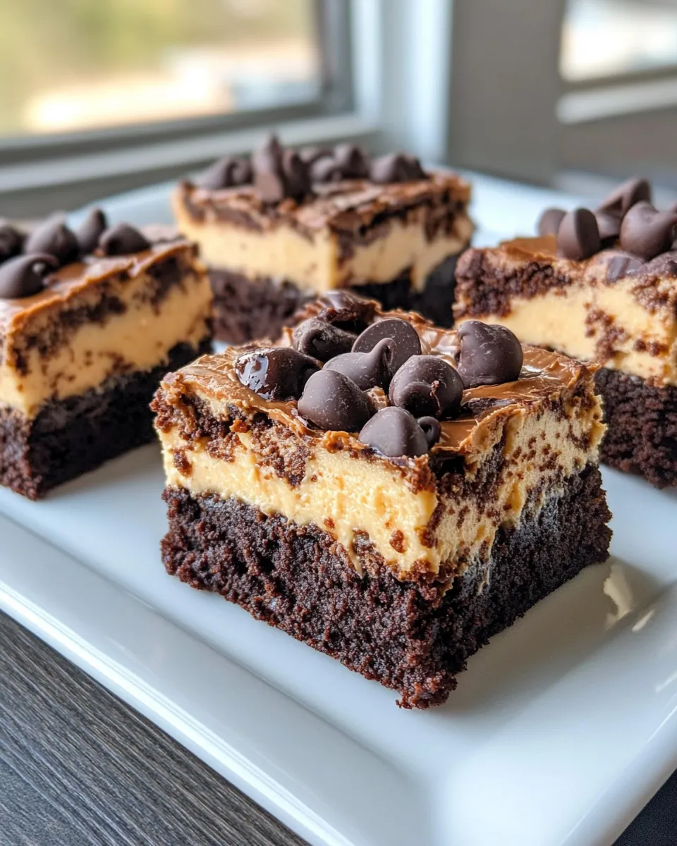 Tasty Peanut Butter Cup Cheesecake Brownies food shot
