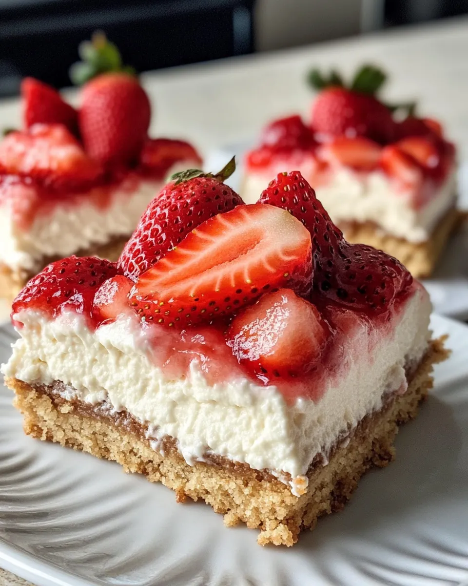 Homemade Strawberry Shortcake Cheesecake Bars photo