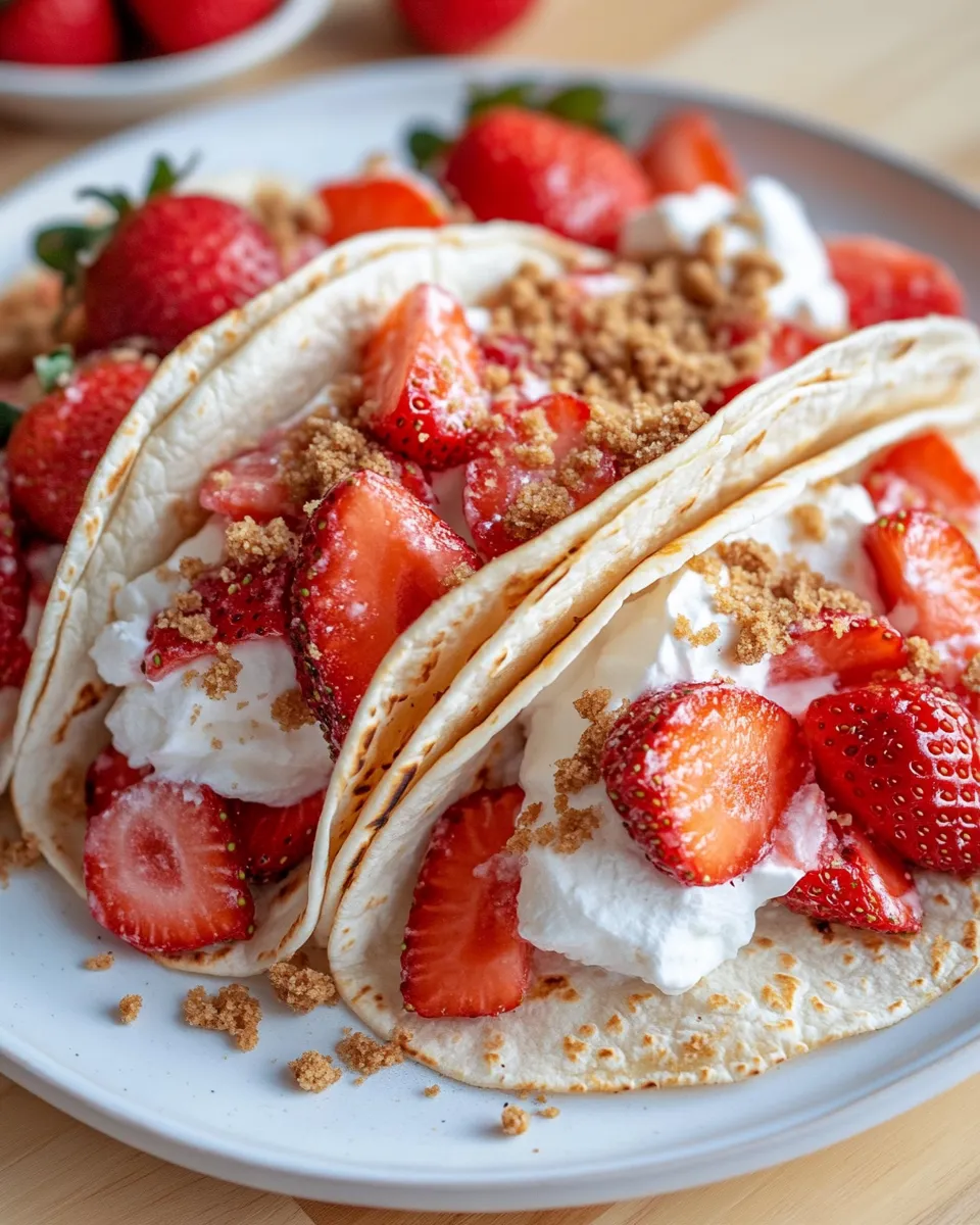 Easy Sweet Strawberry Cheesecake Tacos recipe image