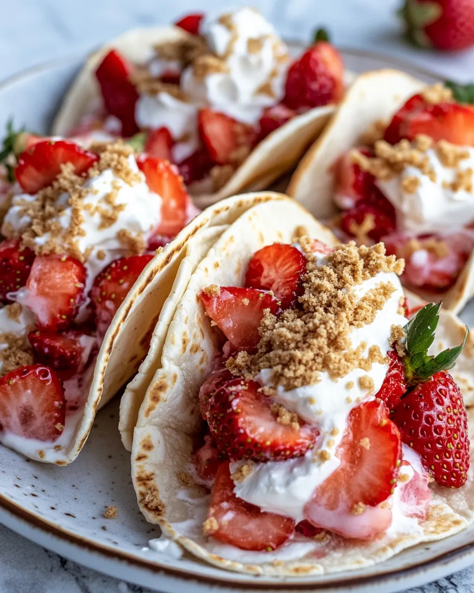 Homemade Sweet Strawberry Cheesecake Tacos dish photo