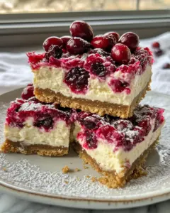 Delicious White Chocolate Cranberry Cheesecake Bars photo