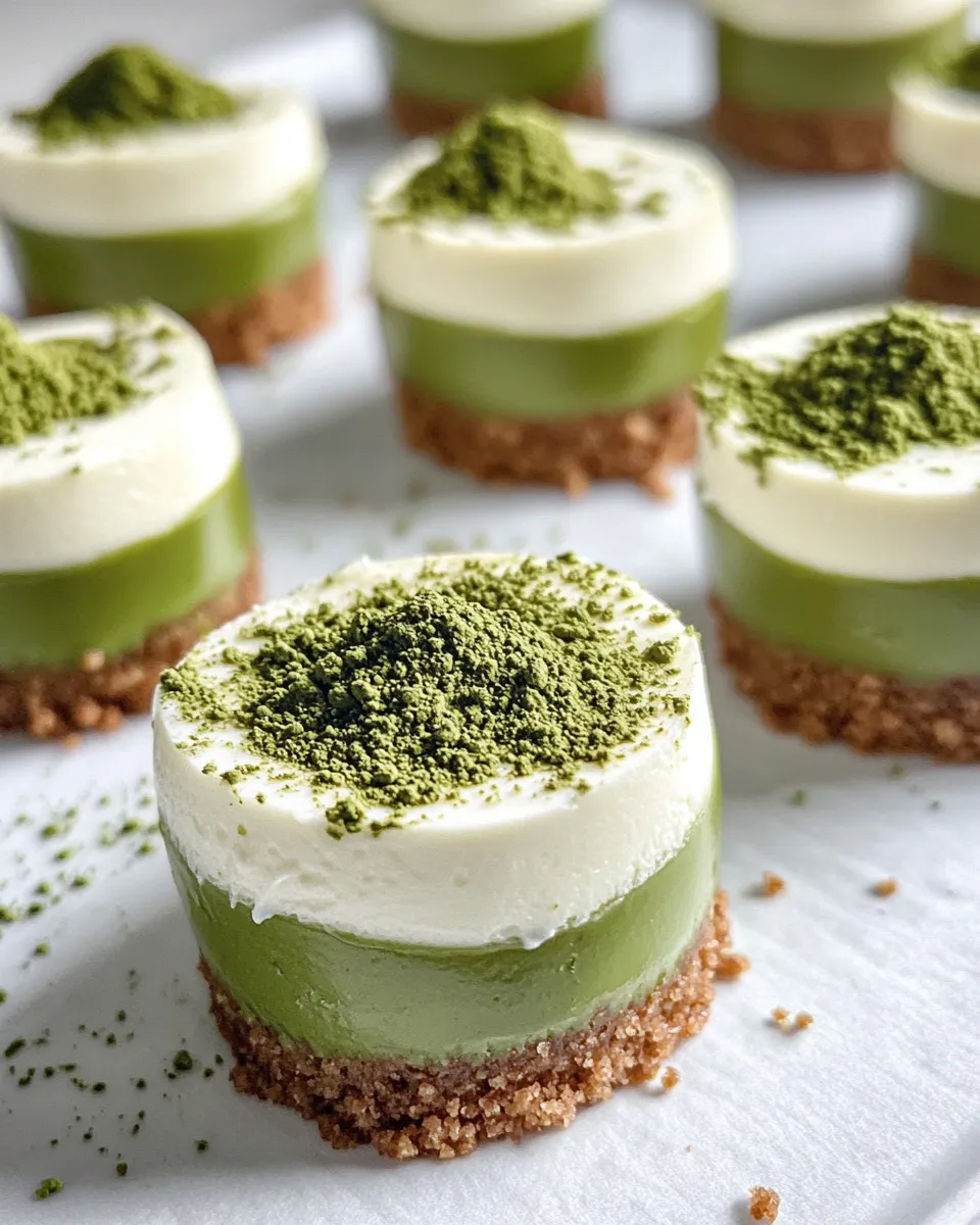 Easy White Chocolate Matcha Cheesecake Bites recipe image