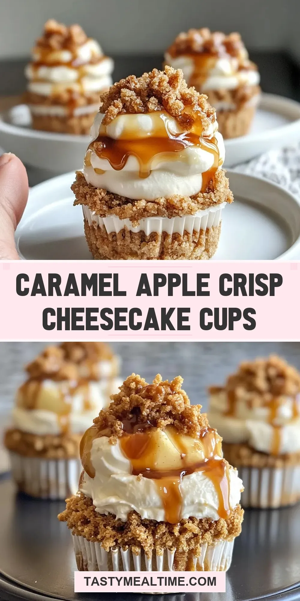 The Best Caramel Apple Crisp Cheesecake Cups Ever