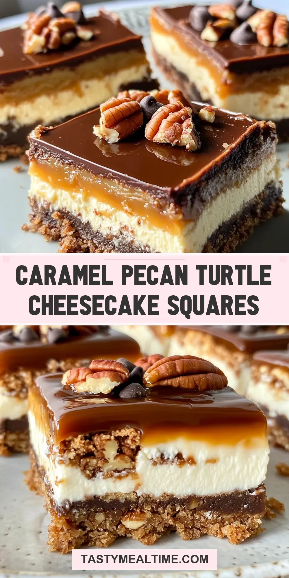 Easy Caramel Pecan Turtle Cheesecake Squares Recipe
