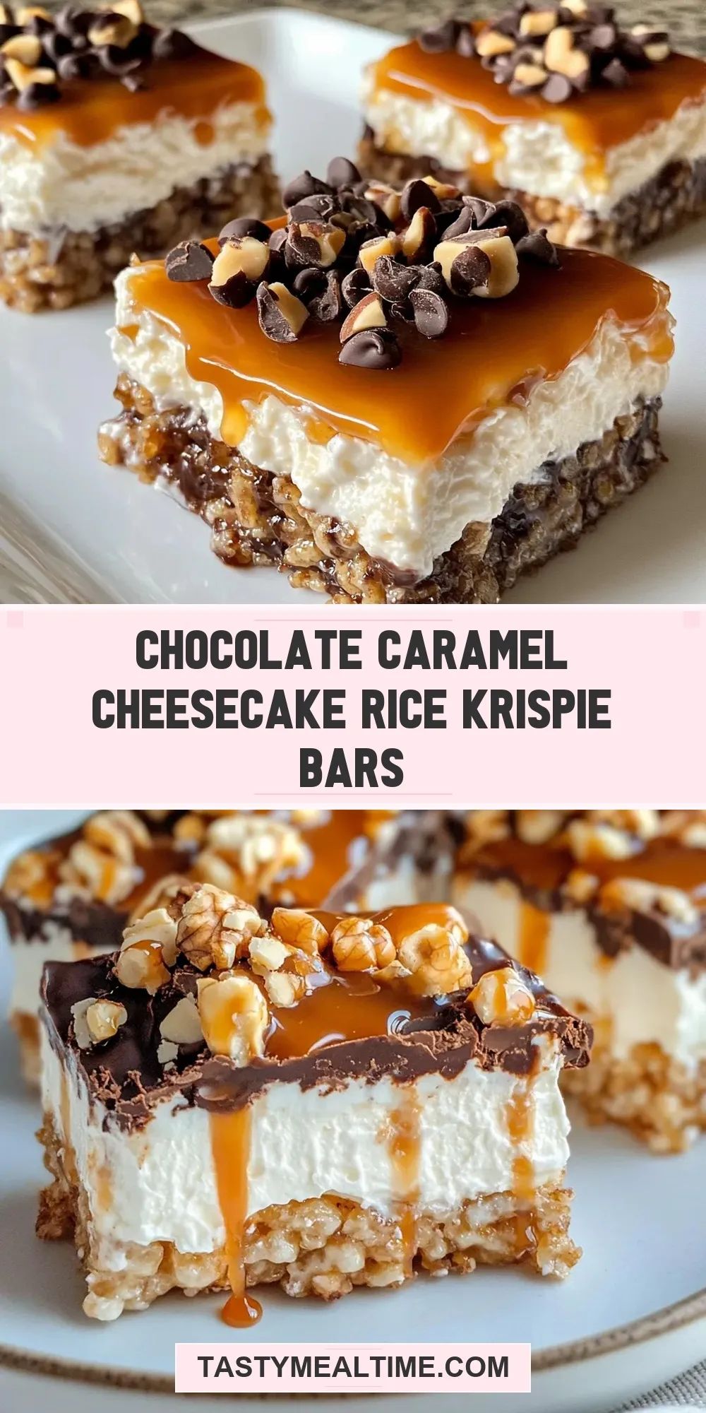 Chocolate Caramel Cheesecake Rice Krispie Bars Recipe