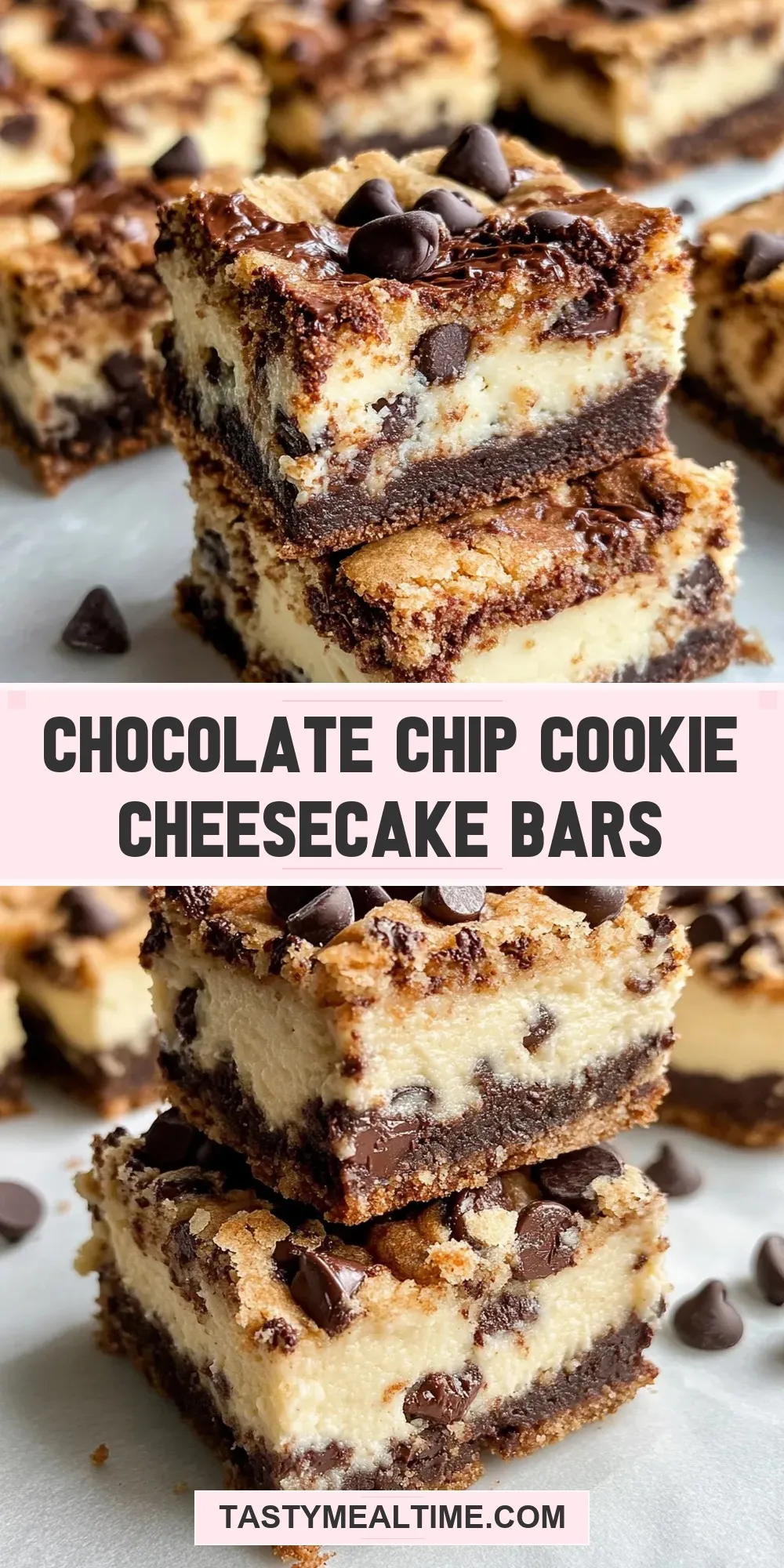 Savory Chocolate Chip Cookie Cheesecake Bars