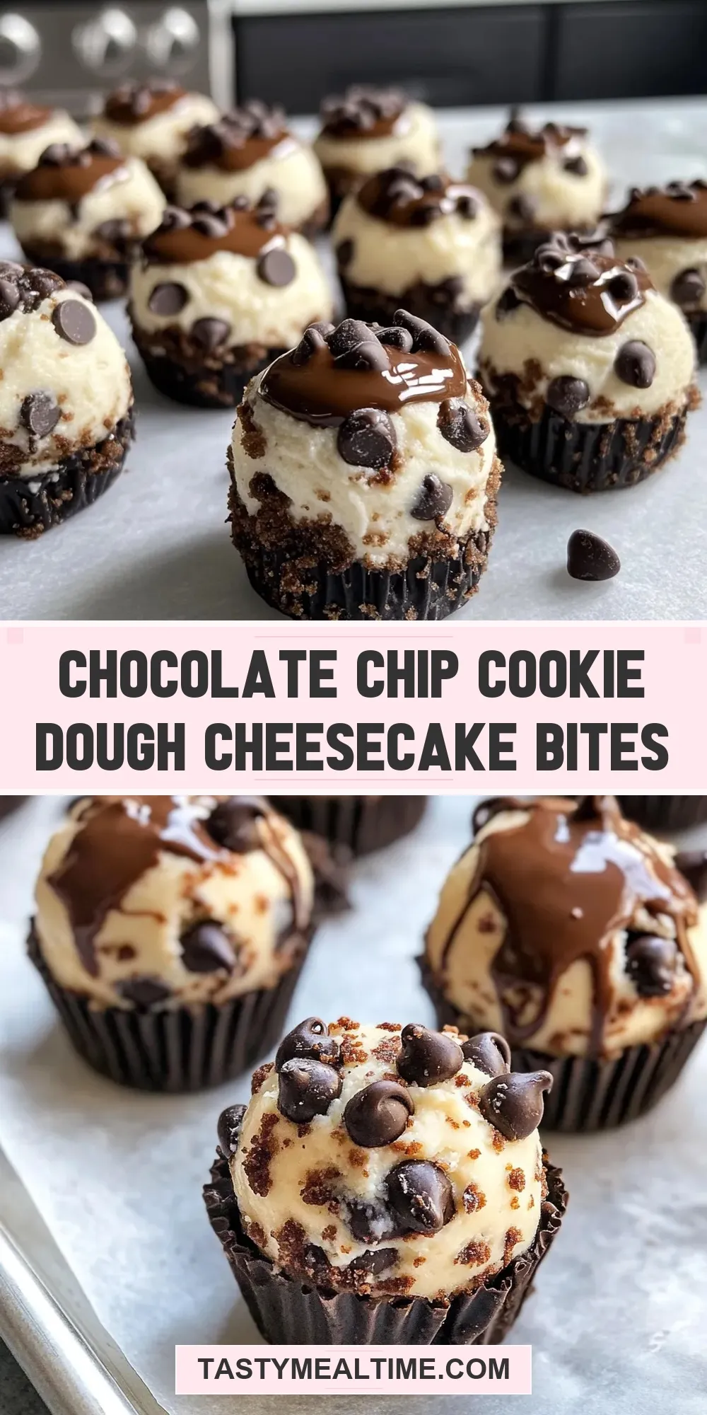 The Best Chocolate Chip Cookie Dough Cheesecake Bites Ever